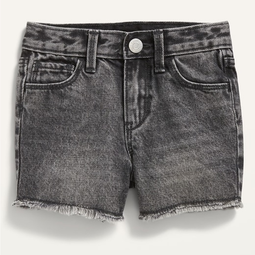 Unisex High Waist Slouchy Straight Black Cut Off Shorts For Toddler